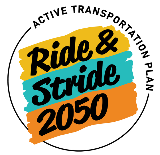 Logo for Active Transportation Plan - Ride & Stride 2050